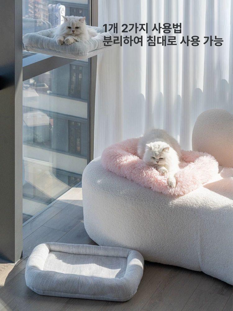 솔비에 고양이창틀선반 창문 캣타워 해먹 캣선반 접이식 접이식 베이지-통기성 소파 57x42x10cm 10kg이하고양이용 - 상세 이미지 4