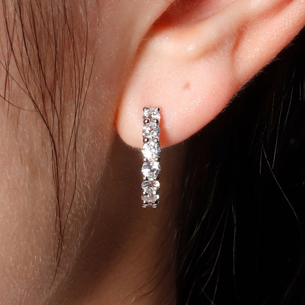 랩 다이아 2.8mm 루프 이터니티 테니스 링 귀걸이 이어링 - 상세 이미지 2