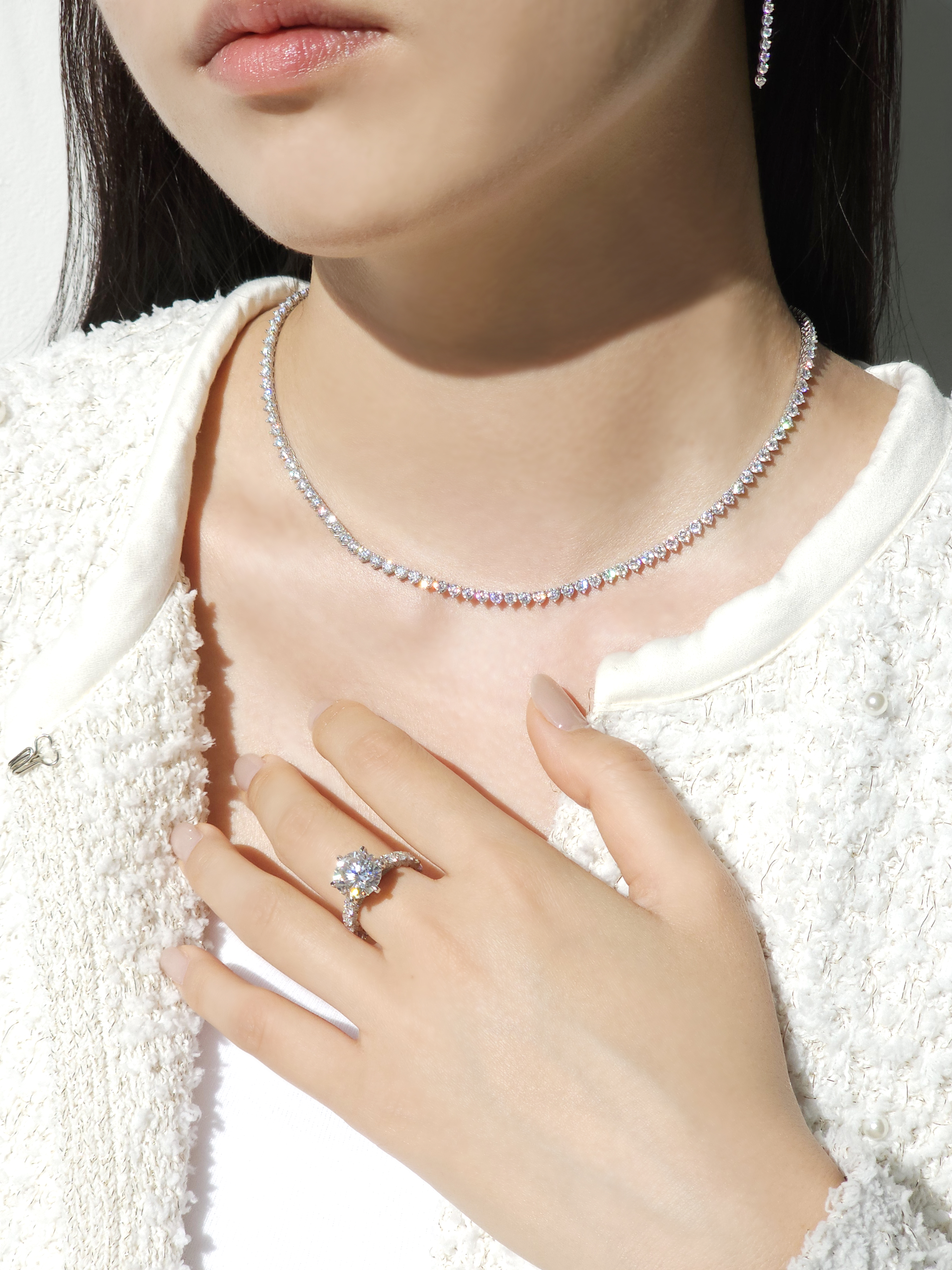 랩다이아 테니스목걸이 1부 3프롱 랩다이아몬드 14k 18k 이미지 6