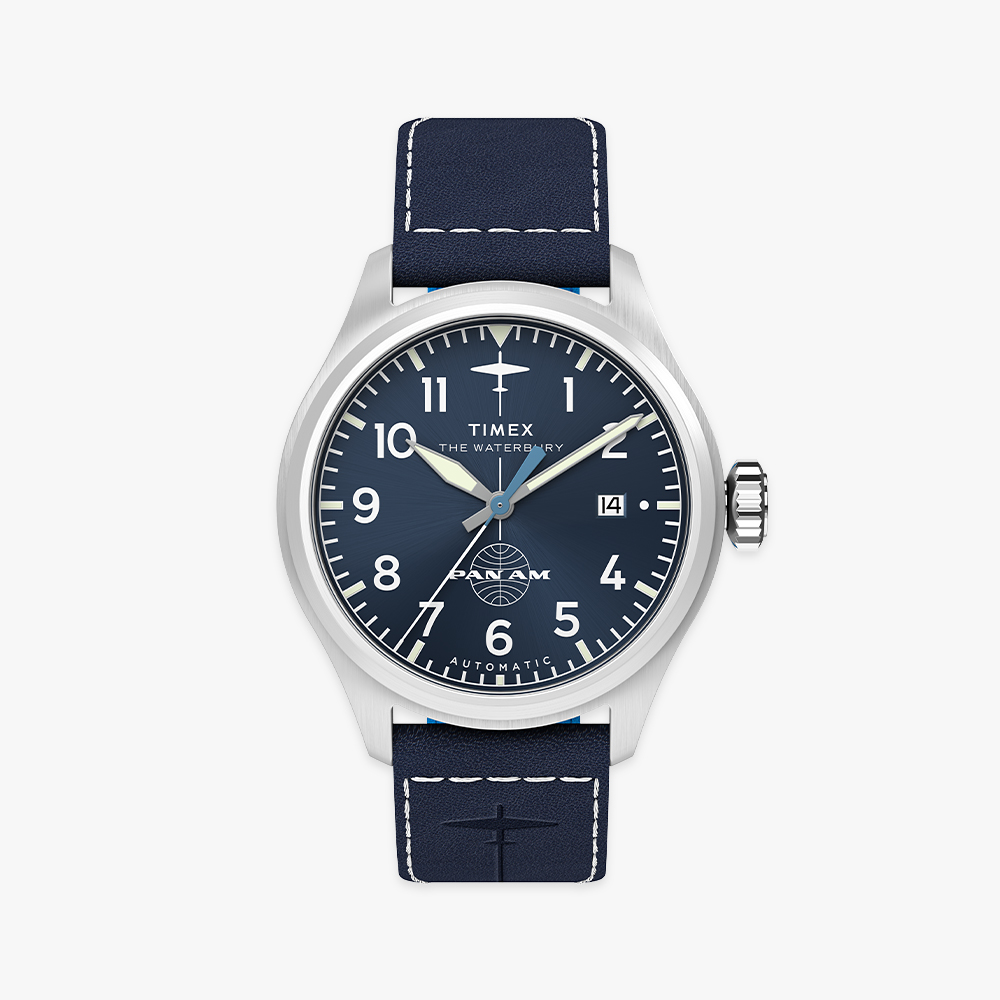 타이맥스 x 팬암 콜라보 워터베리 에이스 가죽손목시계 41mm TW2Y38800