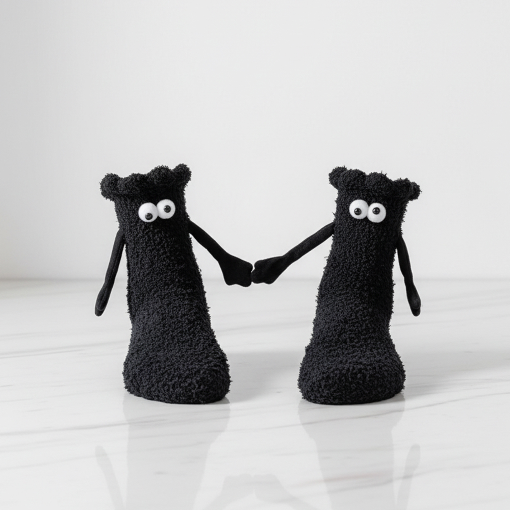 귀여운 손잡는 수면양말 커플 선물 우정 웃긴 양말 자석 고양이수면양말