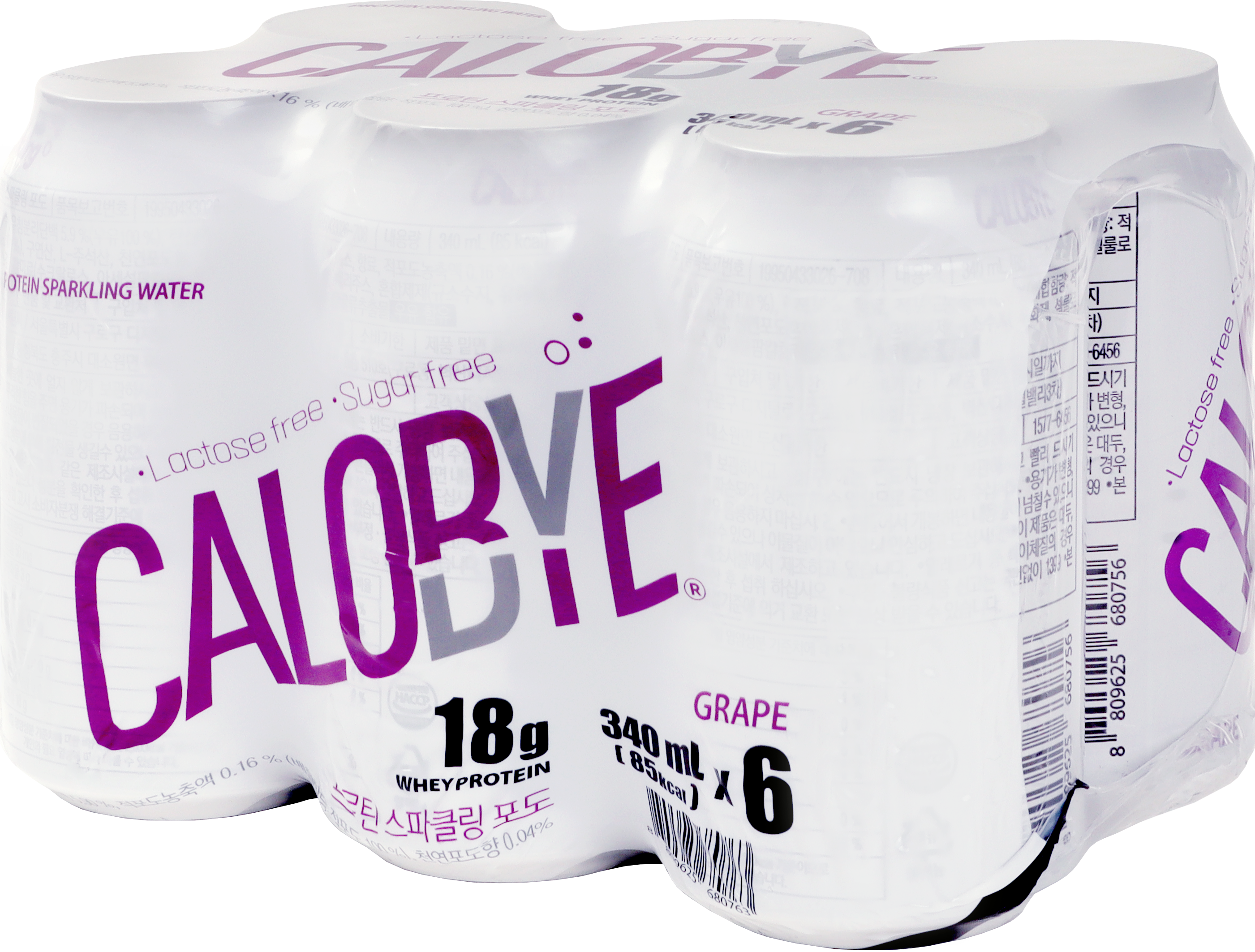 칼로바이 프로틴 스파클링 단백질 보충제 무설탕 탄산음료 포도, 340ml, 24개 이미지 2