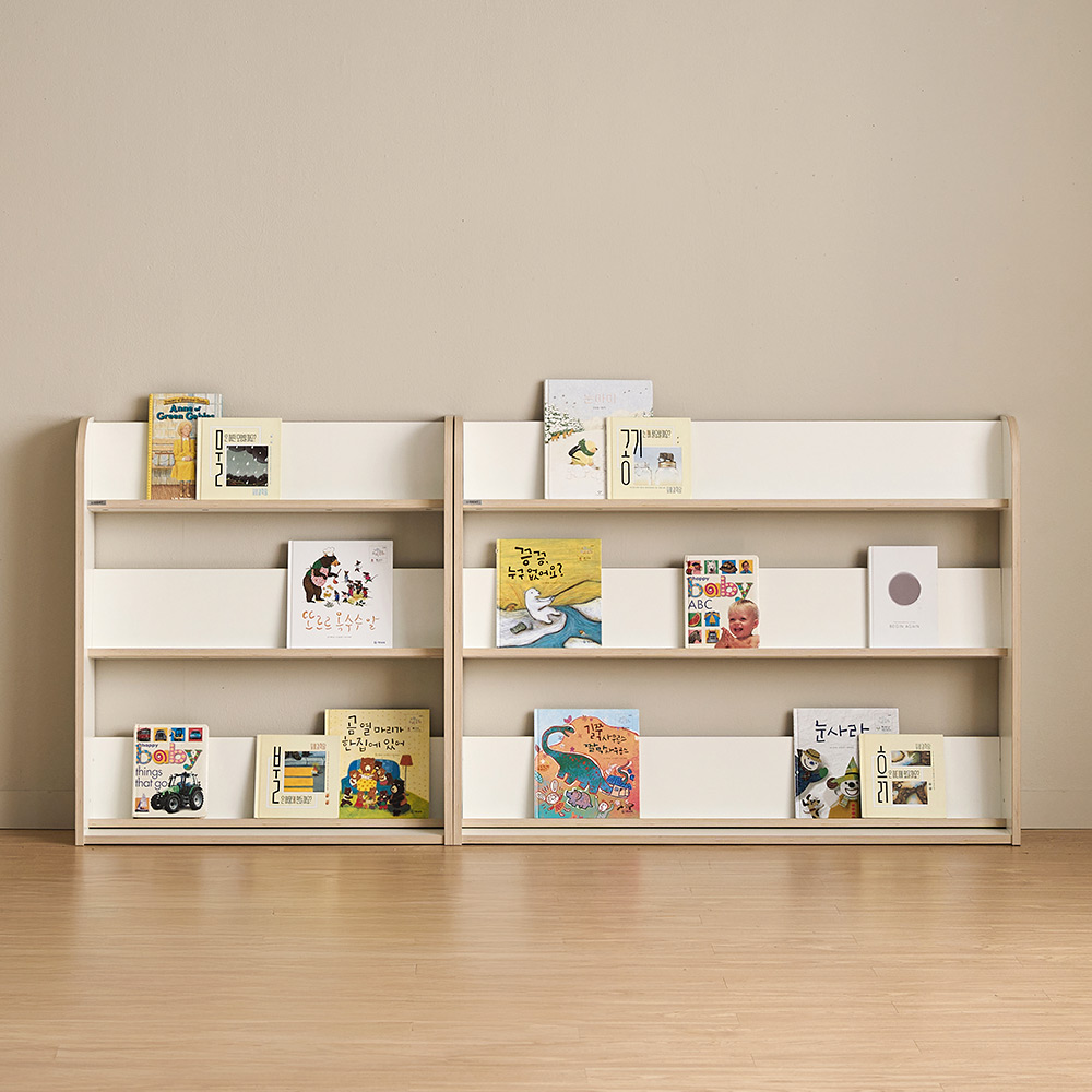 리트리 키즈 교구장 반원 책장 낮은 책장 아기 유아 어린이 1200mm, 3단, 크림화이트