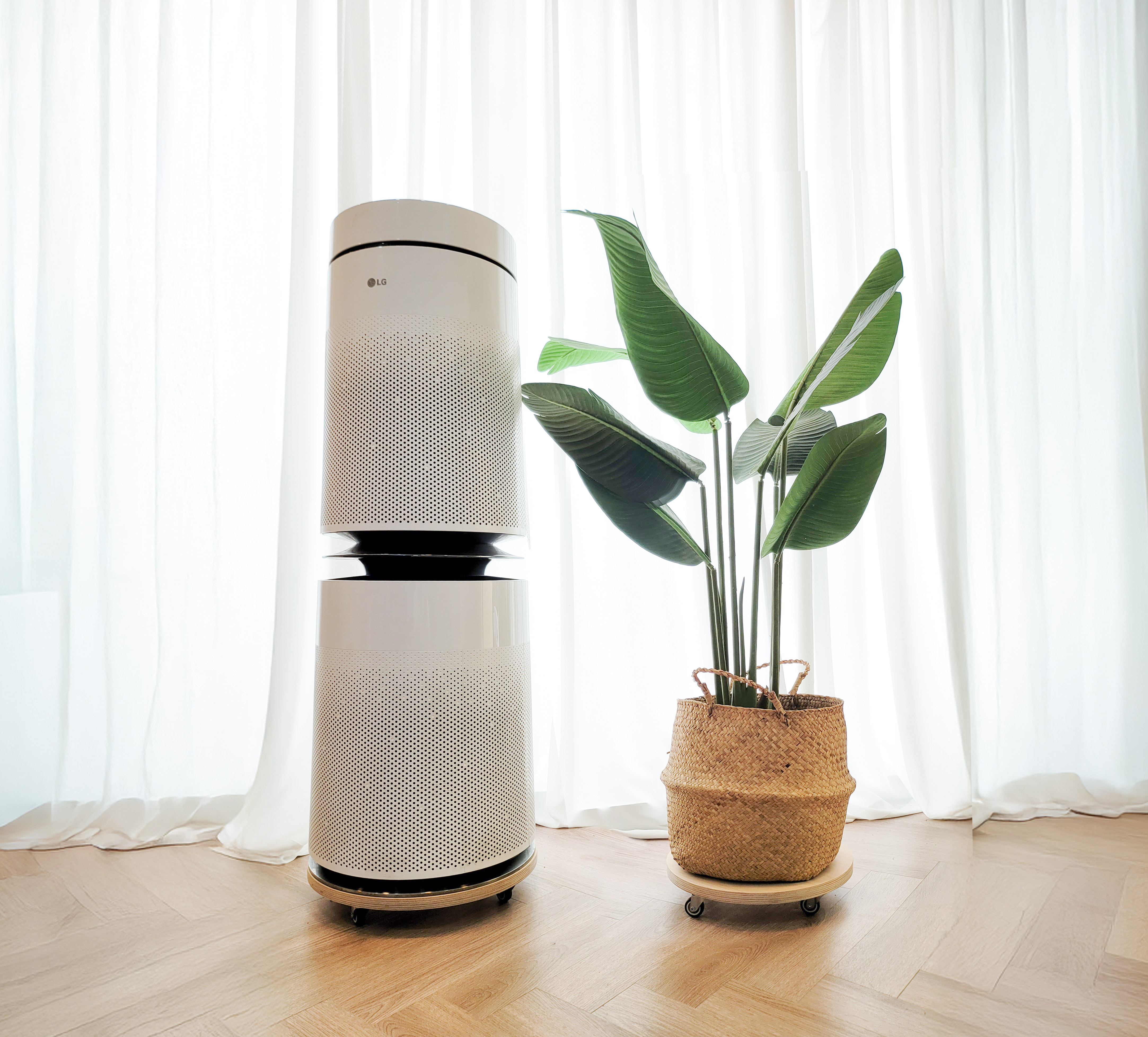 원목 가습기 화분 이동식받침대 공기청정기 바퀴 대형받침 200mm 제품 이미지