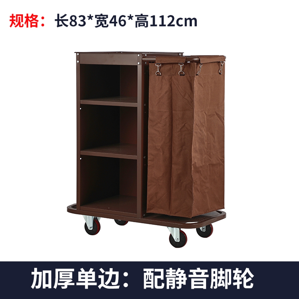 호텔 청소카트 이동차 청소 수거 핸드카 업소용 수건 비품 손수레 무소음 편측 4인치 휠 - 상품 이미지