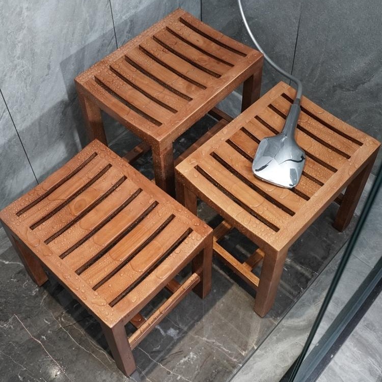 사우나 의자 욕실 목욕탕 나무 원목 화장실 샤워 사각 벤치 미끄럼방지 낮은 - 상세 이미지 2