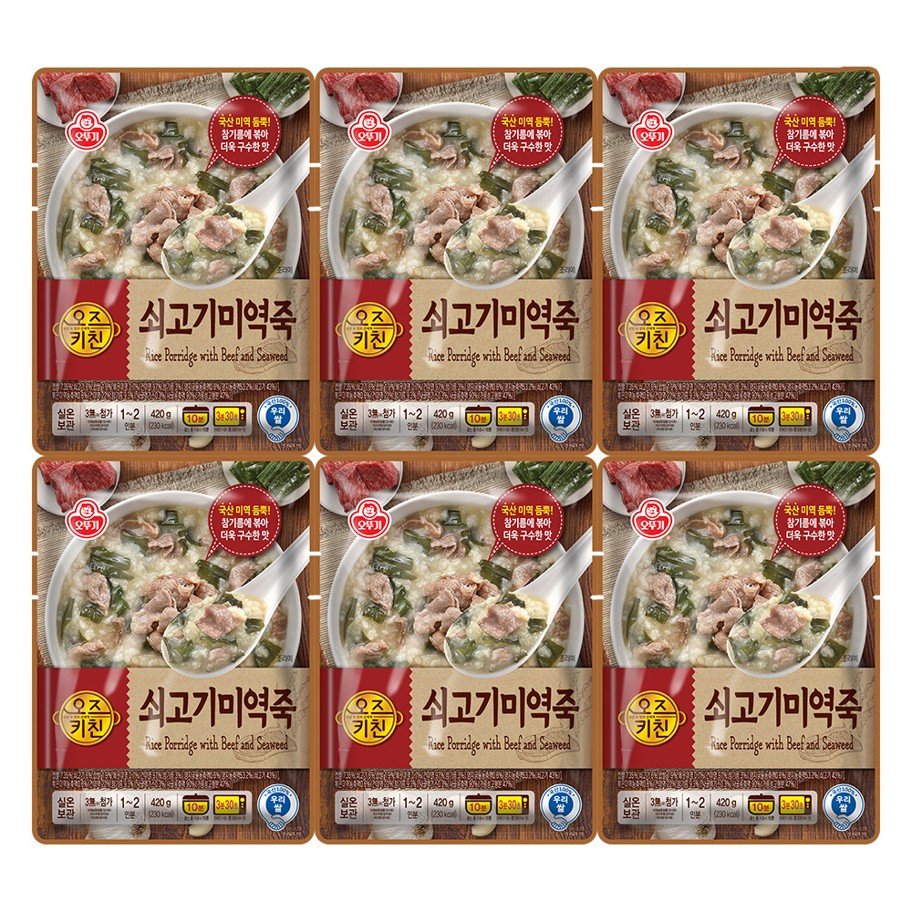 오뚜기 오즈키친 쇠고기미역죽 420g, 6개 - 상품 이미지