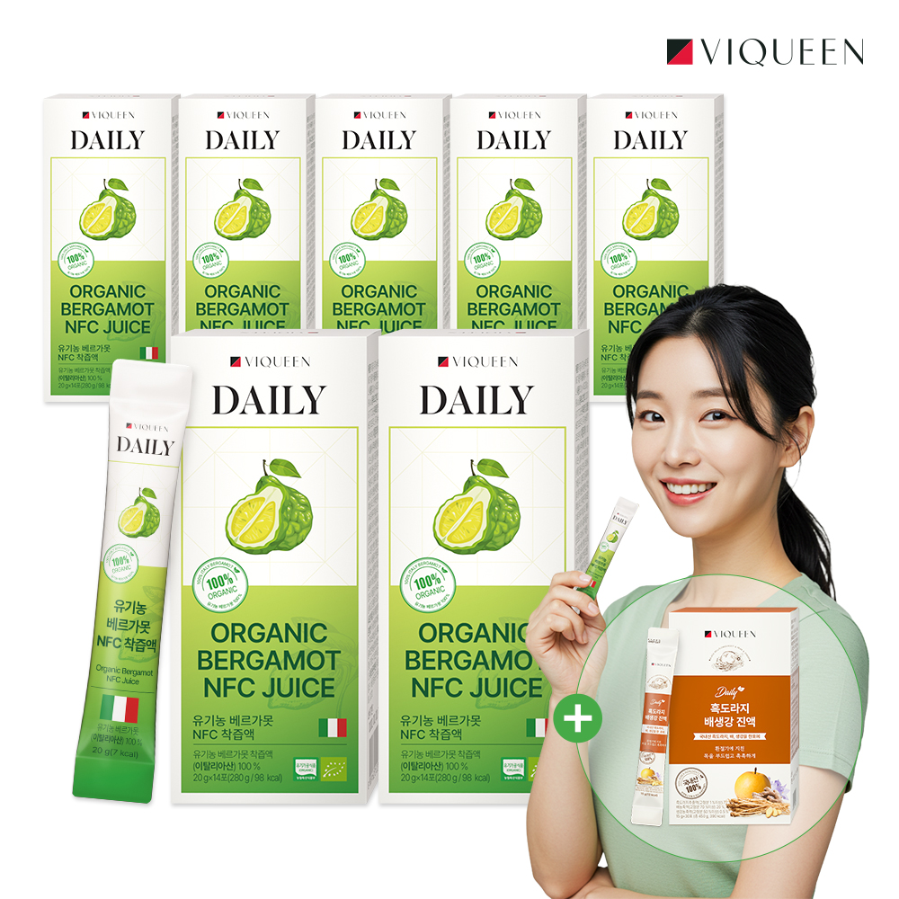 바이퀸 데일리 유기농 100% 베르가못 샷 액상 즙 스틱 NFC 착즙액 폴리페놀 7박스 - 메인 이미지