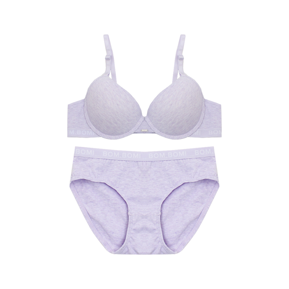 [브라5+팬티5] 부드러운 순면 컬러멜란지 아웃밴드 몰드 브라 팬티 10종 패키지 - 상세 이미지 3