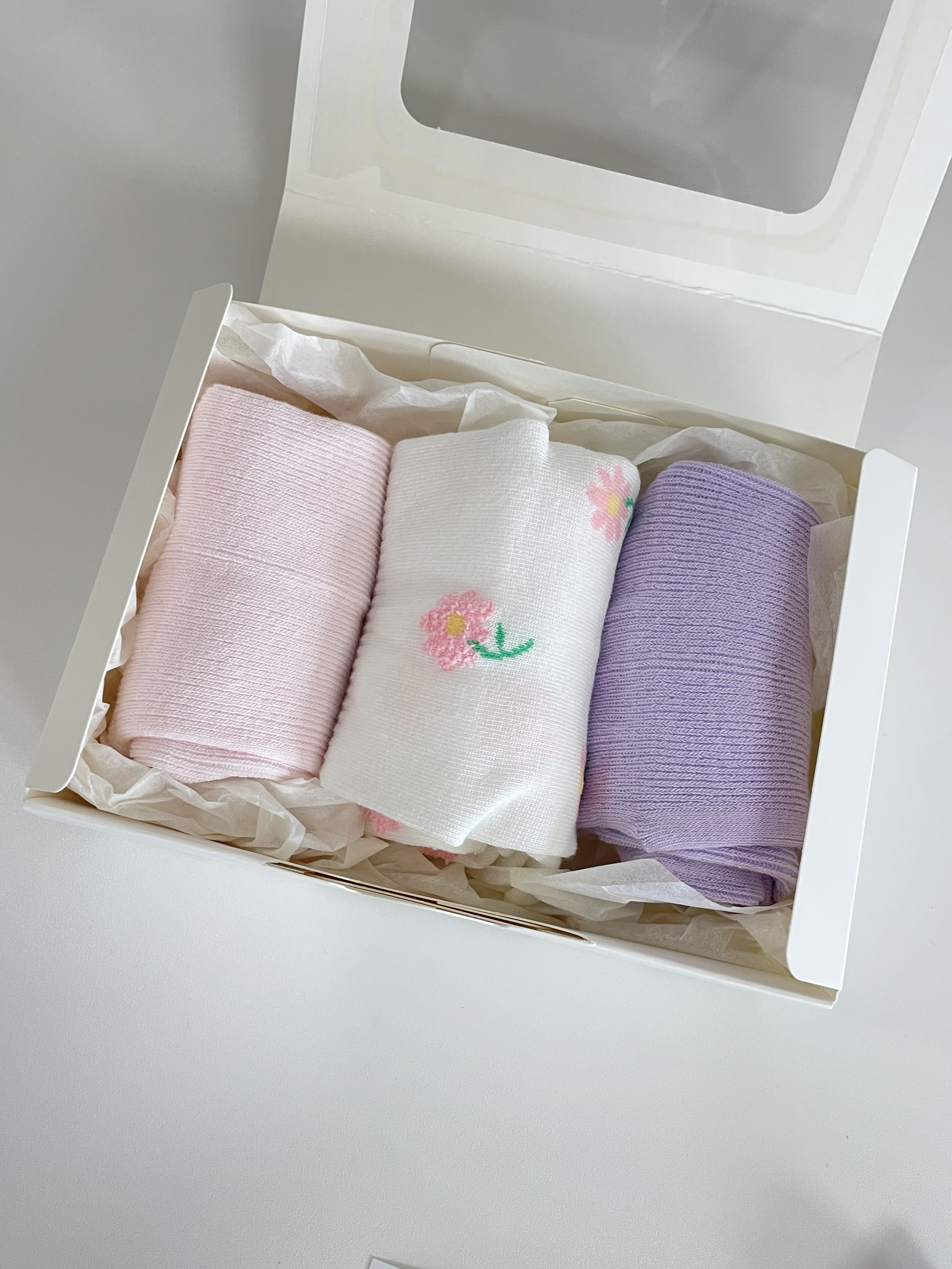 [주문제작 선물포장] 여성 꽃 양말 선물 세트 패션 중목 꽃무늬 선생님 간호사 퇴사선물 단체 02.핑크블라썸, 1개 - 상세 이미지 3