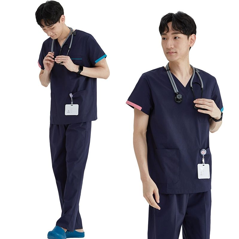 물리치료사 유니폼 가운 간호사복 간호사 반팔 병원 약사 영양사 요양보호사복 근무복 진료복 여성 103 소매 보강 반소매 S - 상세 이미지 5