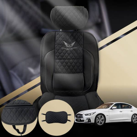위드몰 인피니티 (Q70) 3.5Hybrid 차량용 로얄클럽 쿠션시트 커버 블랙 1개 자세교정 허리 버켓 퀄팅 쿠션