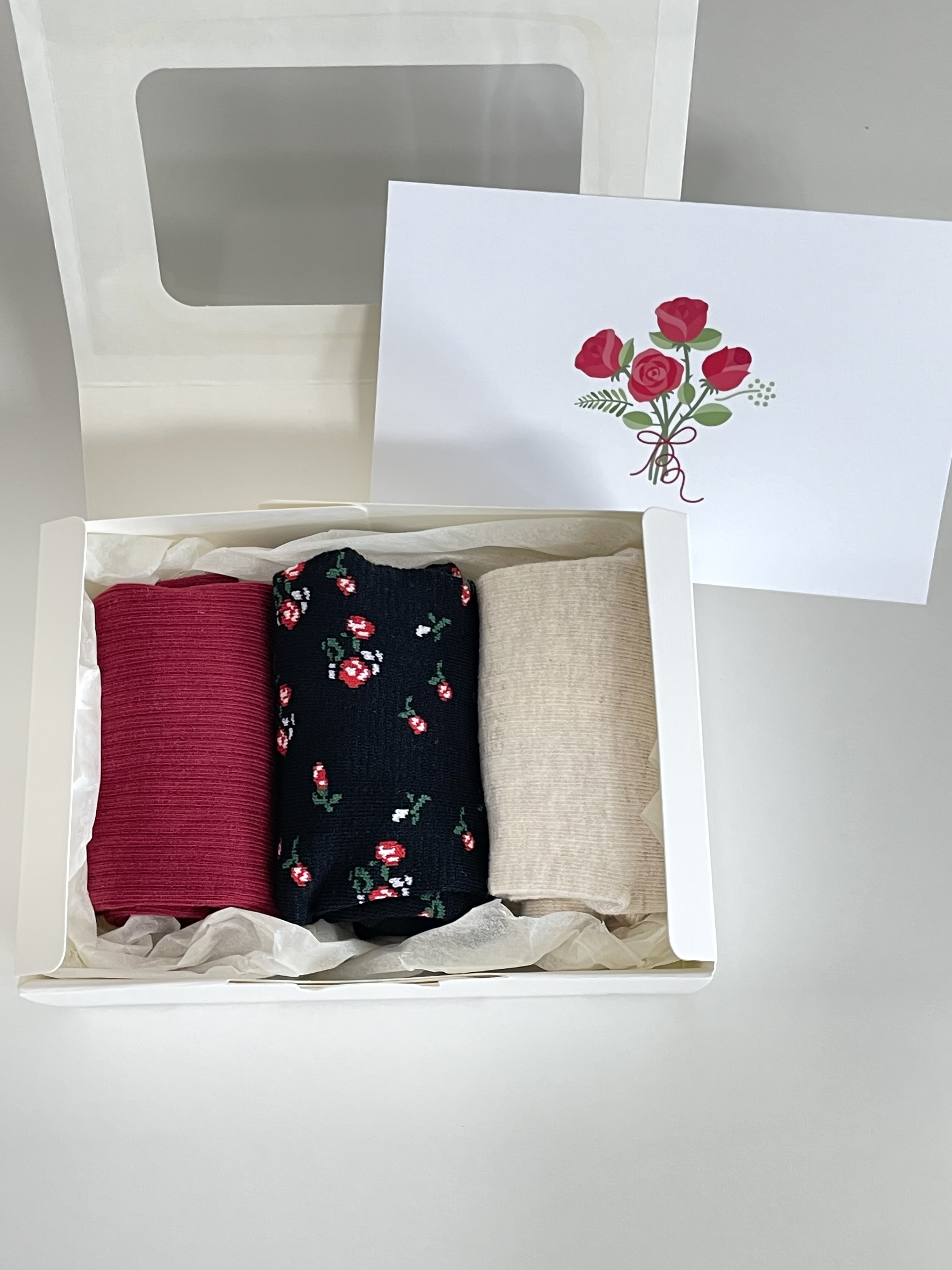 [주문제작 선물포장] 여성 꽃 양말 선물 세트 패션 중목 꽃무늬 선생님 간호사 퇴사선물 단체 01.레드로망스, 1개 - 상세 이미지 3