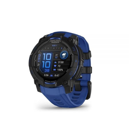 [해외]가민 Garmin Instinct 3  45mm AMOLED 디스플레이 견고한 야외 GPS 스마트워치 내장 손전등 슈퍼노바 컬렉션 한정판 색상 블랙 볼트 블루/블랙 실리콘