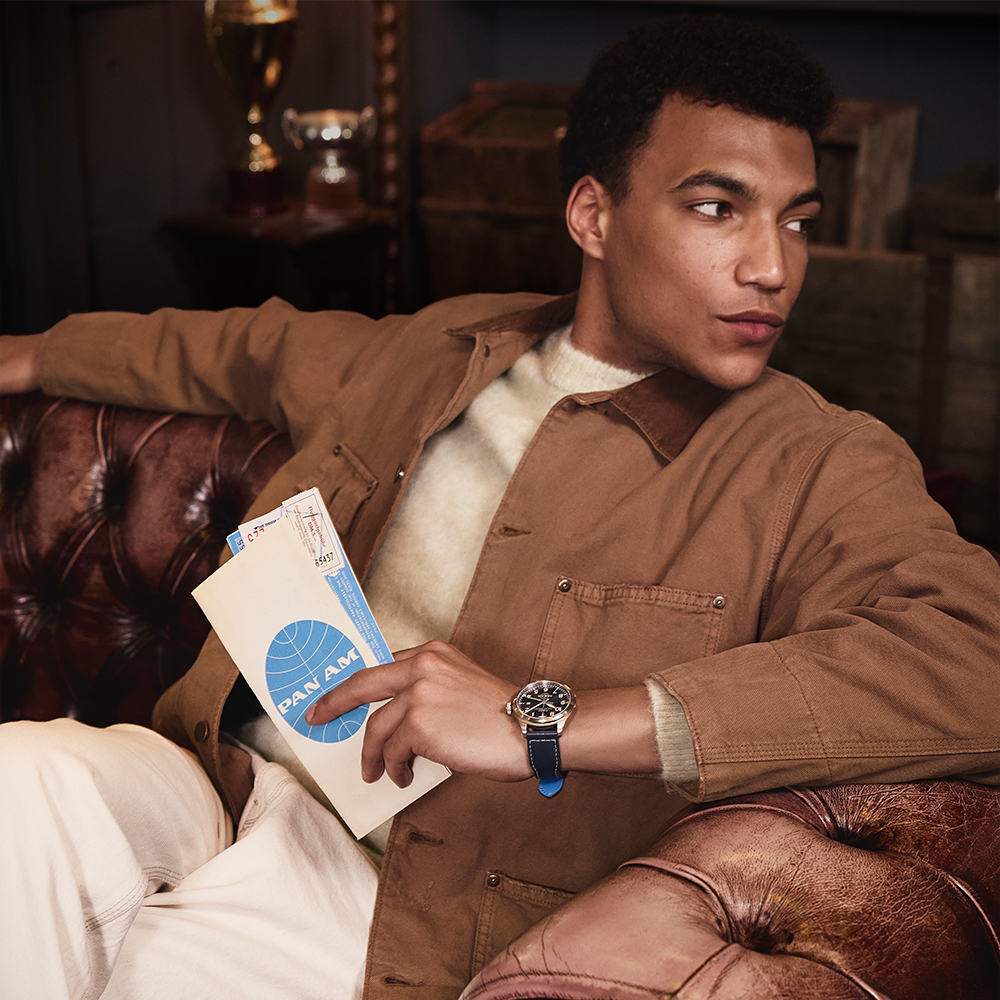 타이맥스 x 팬암 콜라보 워터베리 에이스 가죽손목시계 41mm TW2Y38800