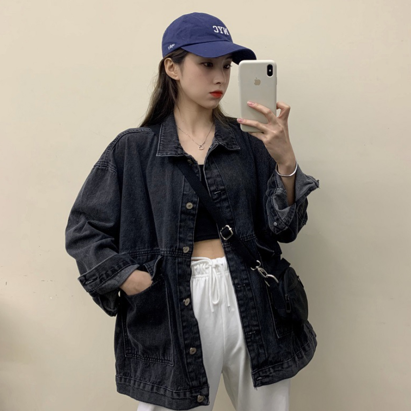 여성 오버핏 빈티지 데님 청자켓 - 상품 이미지