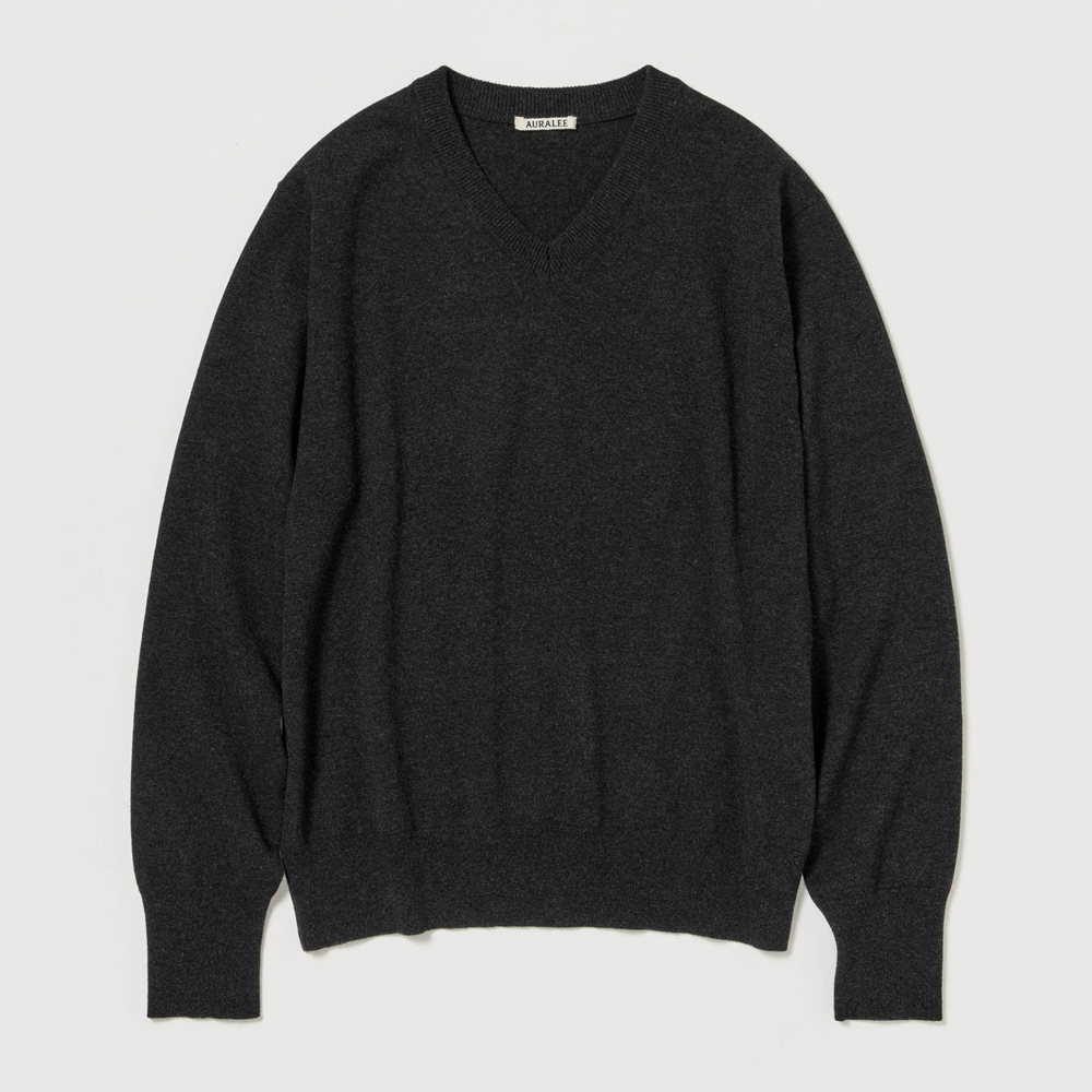 오라리 맨즈 니트 HIGH TWIST WOOL KNIT V-NECK P/O 25FW - 상세 이미지 2