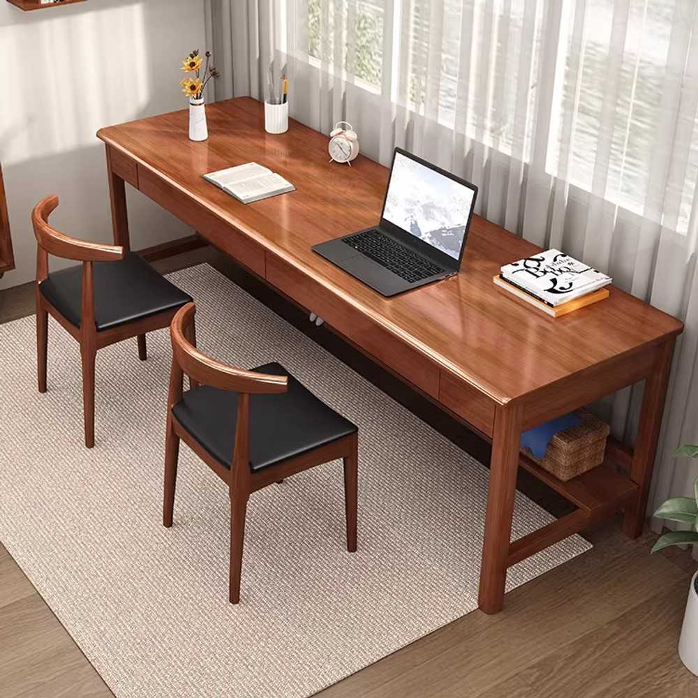 창가 테이블 폭좁은 원룸 미니멀 북카페 인테리어 갈색 1600x600x750mm - 상품 이미지