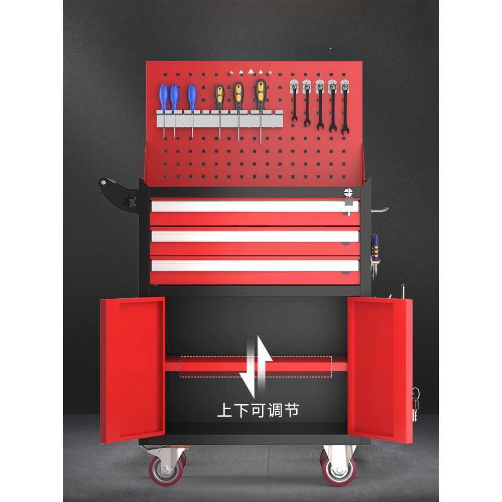 이동식 공구함 작업 현장 다용도 수납 이동 캐비넷 레드(잠금+지붕)31kg - 상세 이미지 3