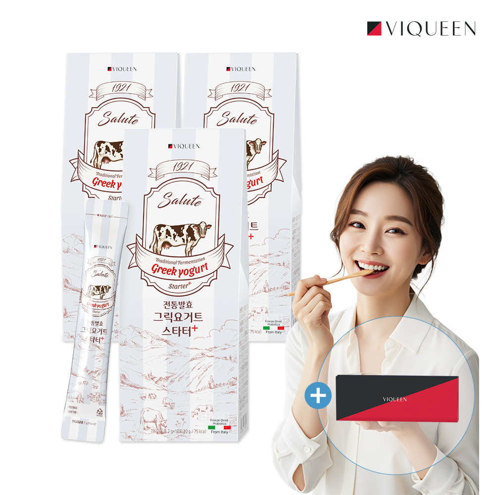 바이퀸 1921살루트 전통발효 그릭요거트스타터 플러스 1박스(10포) 20g, 3개 - 메인 이미지