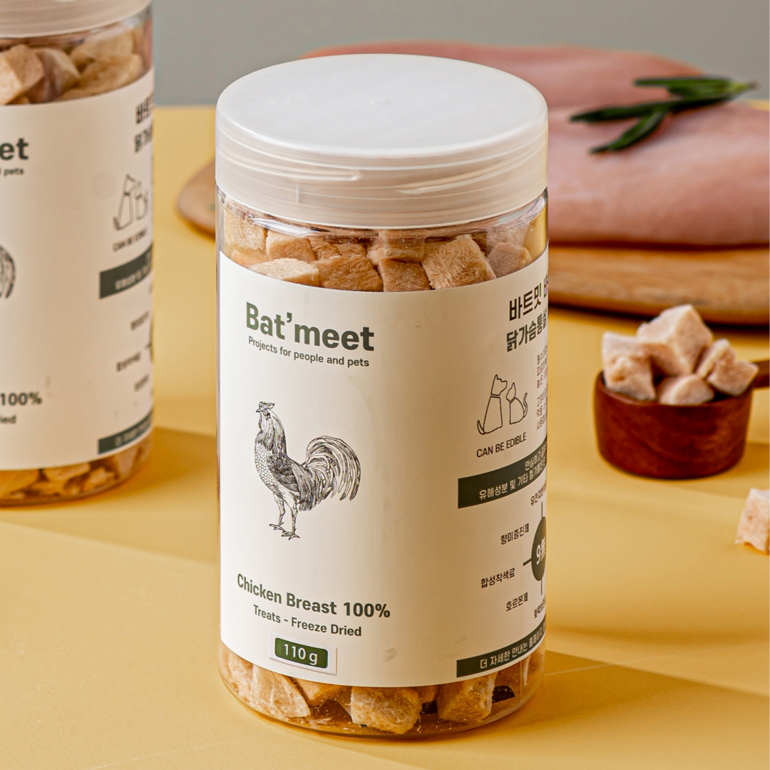 바트밋 강아지 황태 치킨 트릿 애견 동결건조 간식 닭가슴살, 100g, 1개 - 상품 이미지