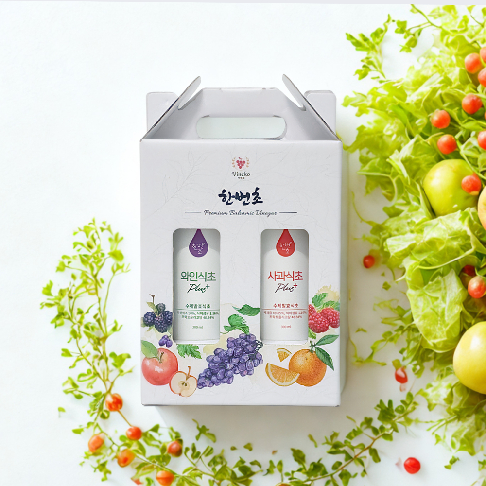 [한번초] 선물세트 (와인식초플러스, 사과식초플러스) 300ml X 2개 - 상세 이미지 2