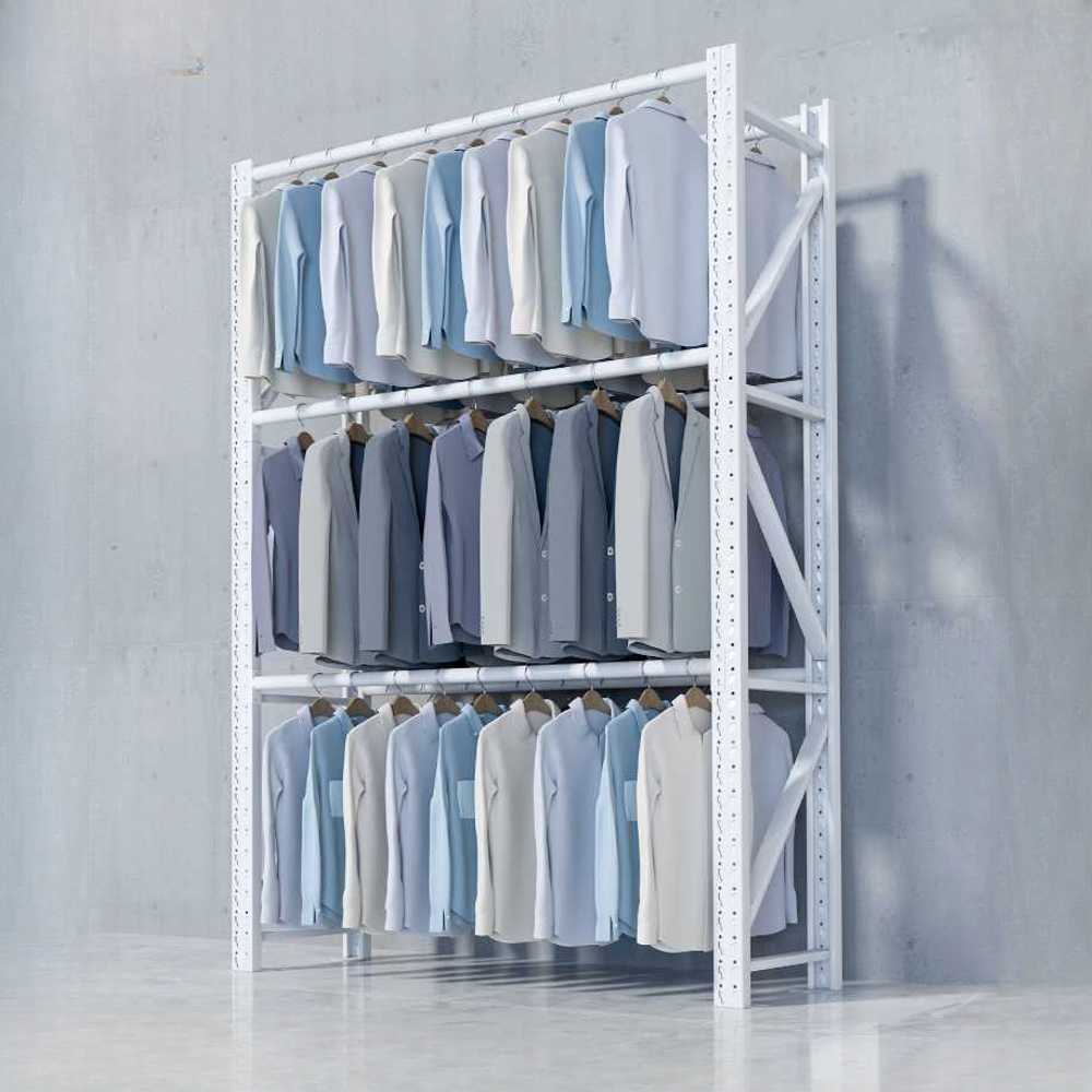 의류창고 행거 이동식 옷가게 의상실 디스플레이 랙 150cm 3단 평행봉 - 상품 이미지