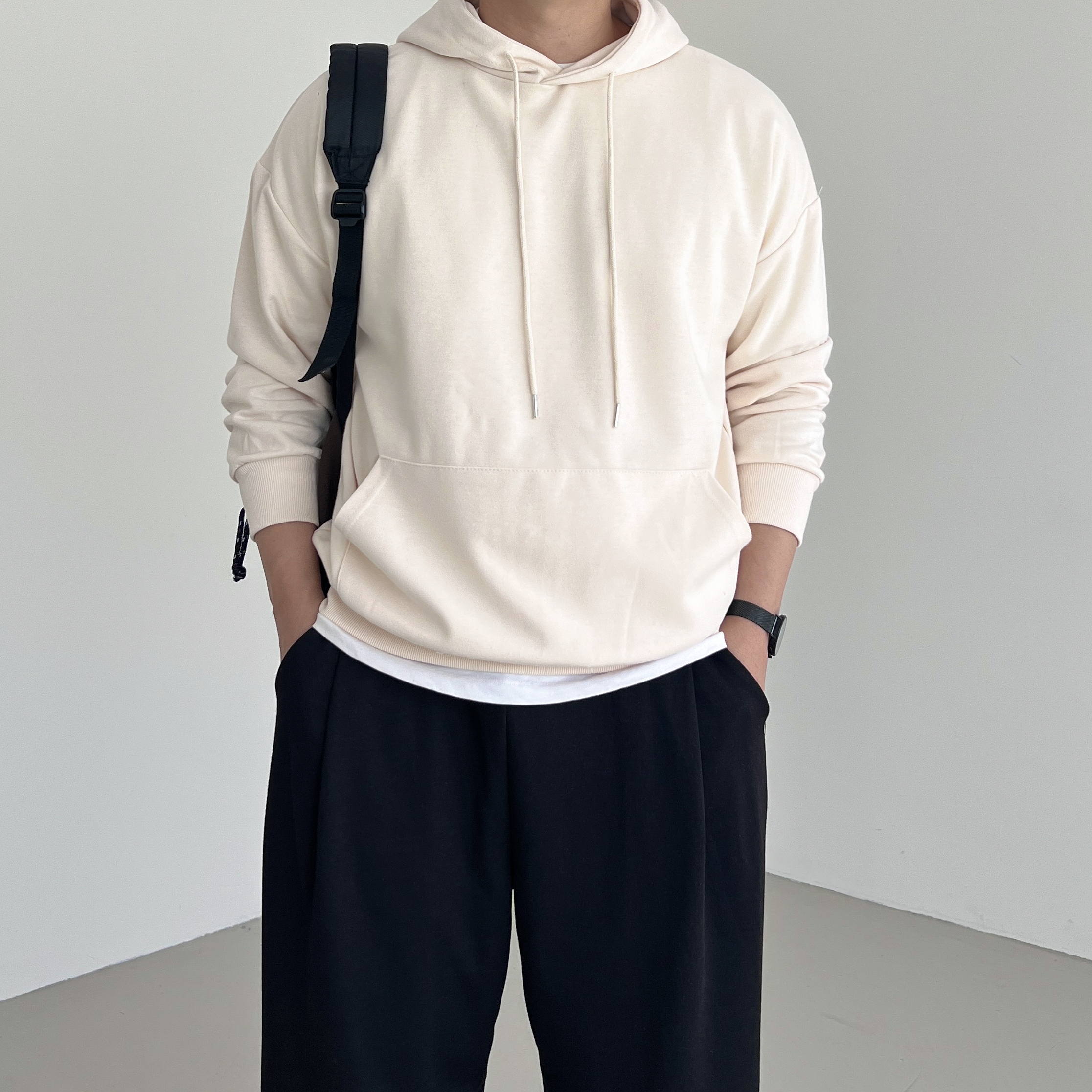 1+1 무지후드티 오버핏후드티 남자크롭후드 - 상세 이미지 5