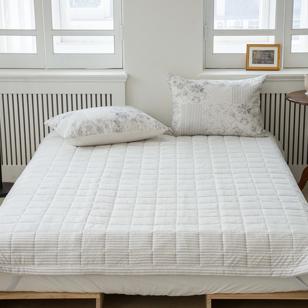 쿠에뜨 겨울 극세사패드 로엔 프리미엄 5mm 장모 논슬립 고정밴드 침대패드 SS