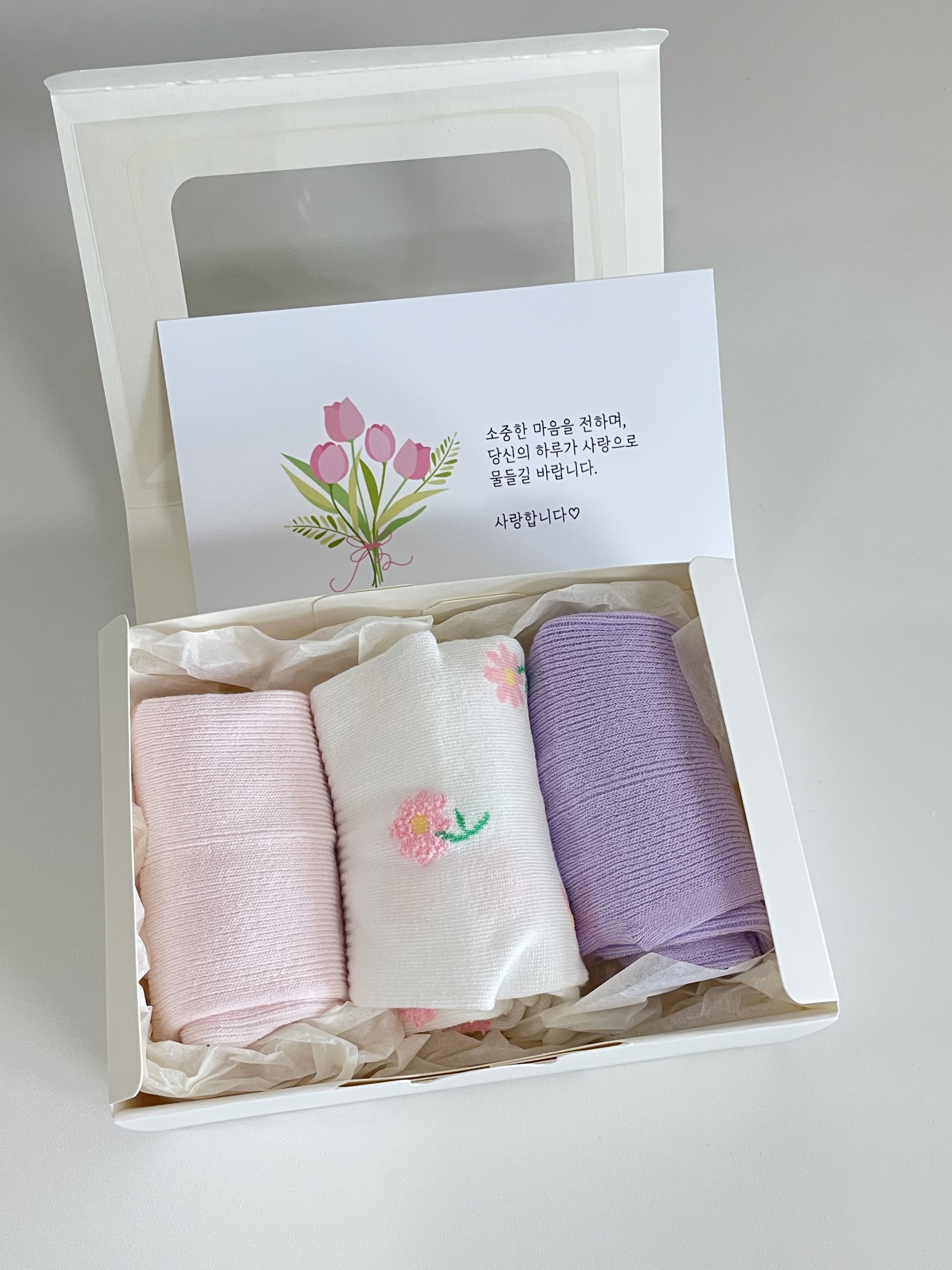 [주문제작 선물포장] 여성 꽃 양말 선물 세트 패션 중목 꽃무늬 선생님 간호사 퇴사선물 단체 02.핑크블라썸, 1개 - 상세 이미지 2
