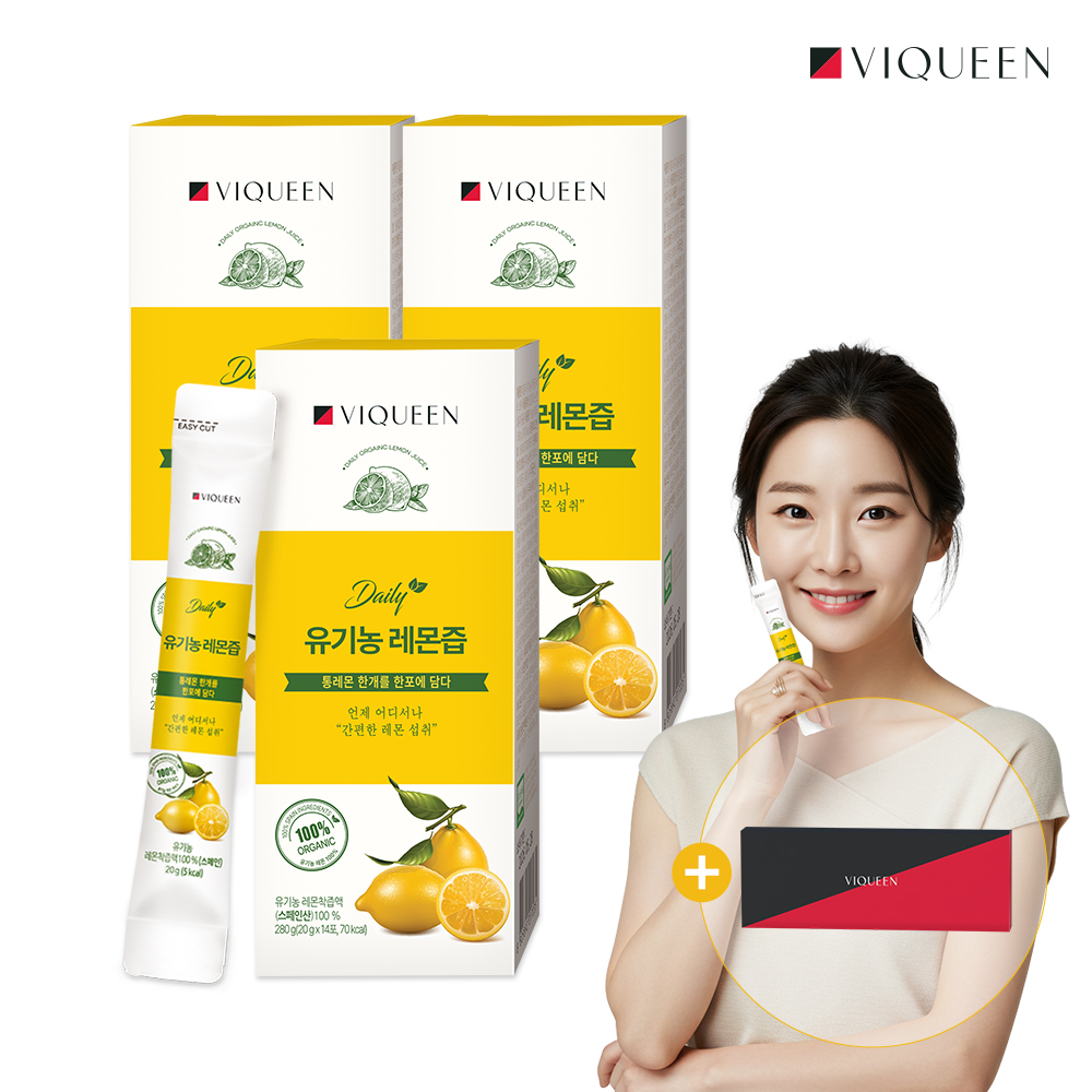 바이퀸 데일리 유기농 레몬즙 100% NFC 착즙 스틱 1박스 x 14포 280ml, 3개 - 상품 이미지