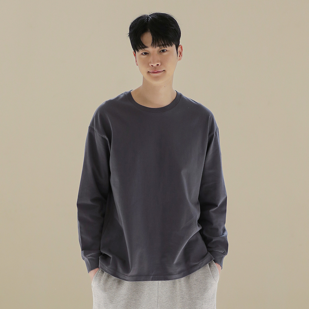스라보 무지 긴팔 티셔츠 기본 면티 시보리 흰티 남녀공용 이미지 2