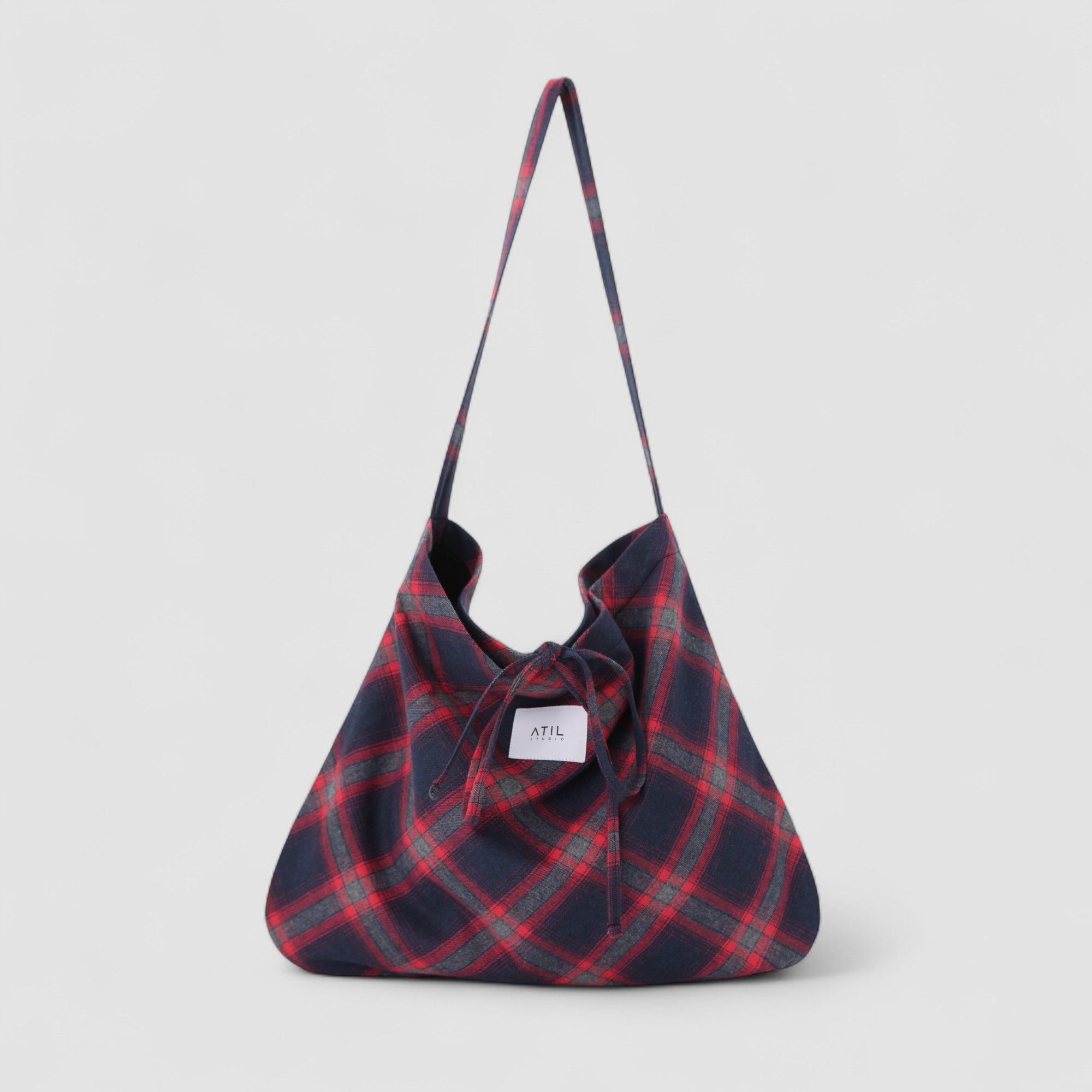 [ATIL STUDIO] 코지 체크 에코 숄더백 _ 레드 - 상품 이미지