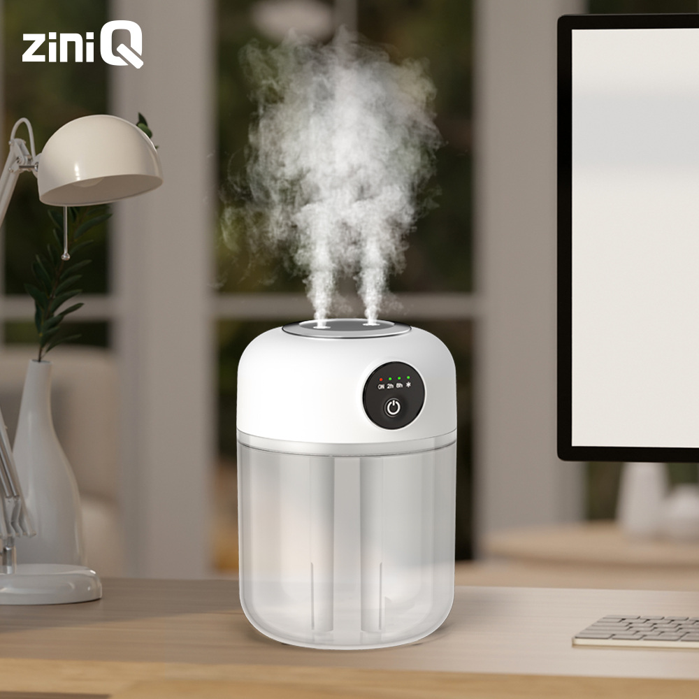 지니큐 LED 초음파 무드등 책상 사무실 저소음 듀얼 무선가습기 ZQ-HX70