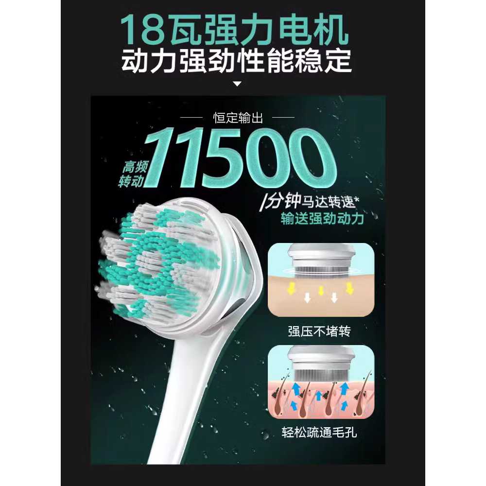 샤워 브러쉬 전동 등 세정기 목욕 조절 청결 관리 블루 2 브러시 헤드 - 상세 이미지 2