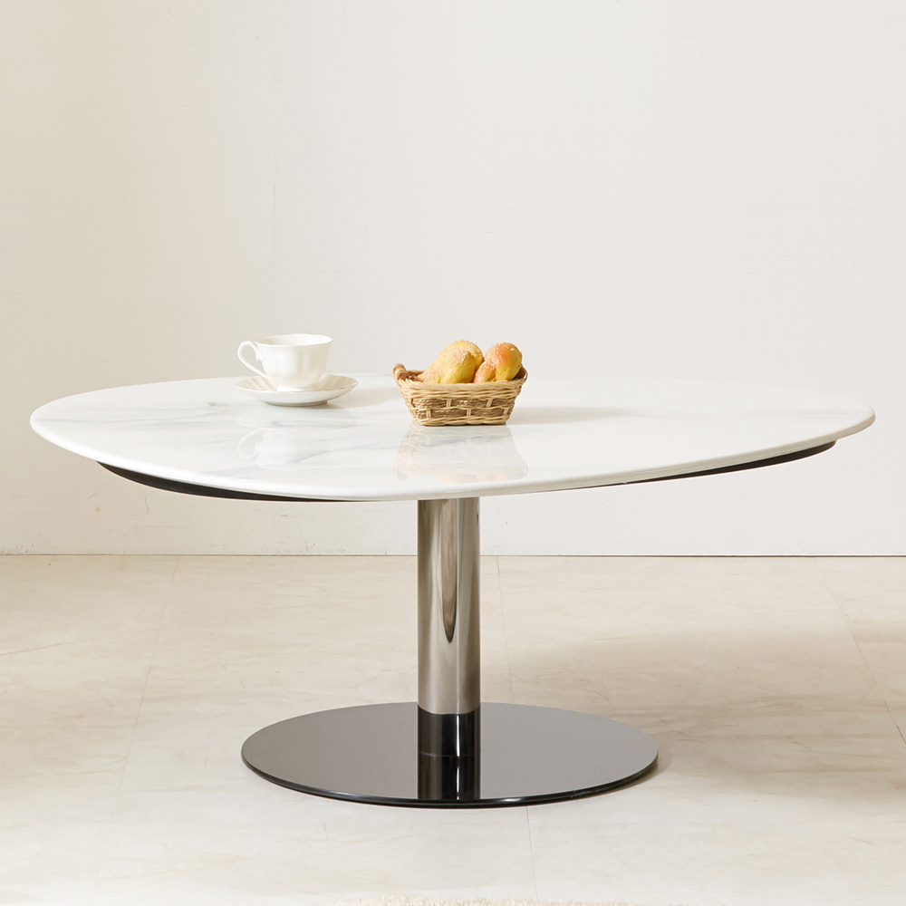 스코나 엘로나 듀얼 대리석 스텐 스틸 거실 소파 테이블 L