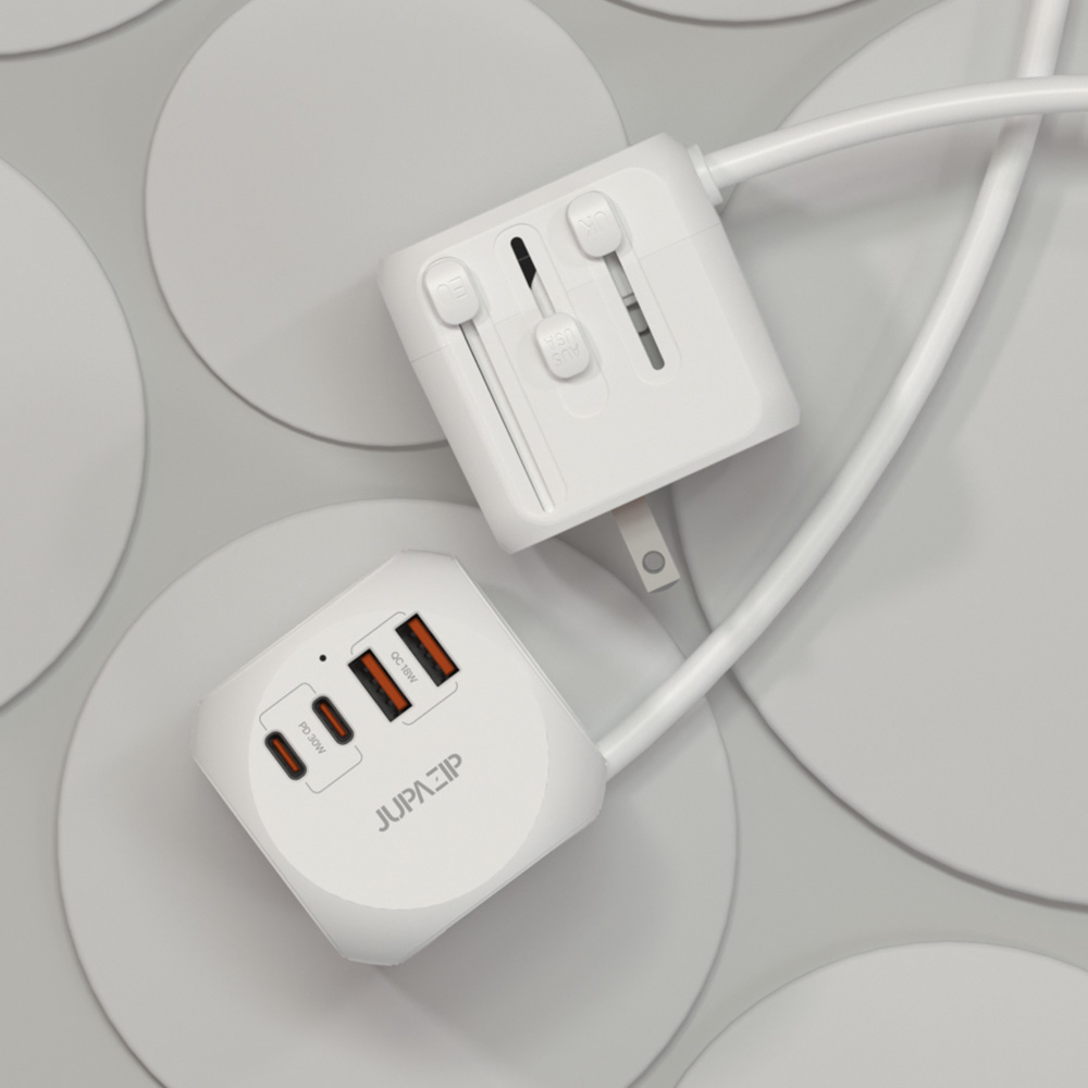 주파집 여행용 멀티탭 어댑터 AD500S 컴팩트 1.8m, 화이트, 1개