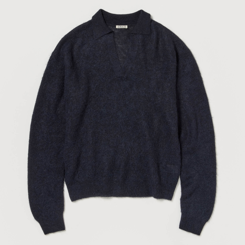 오라리 맨즈 니트 BABY SURI ALPACA SHEER KNIT SKIPPER POLO 25FW - 상세 이미지 2