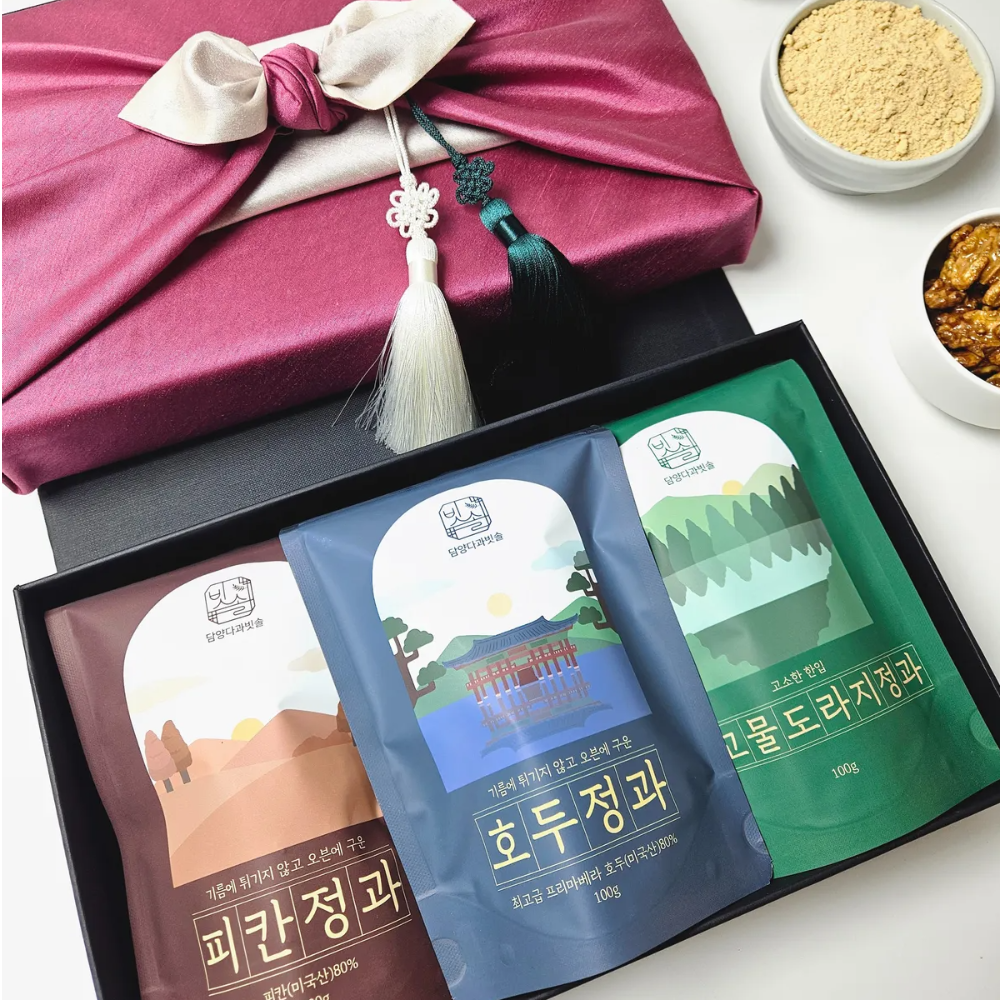 담양다과빗솔 호두정과 피칸 콩고물도라지정과 3구 명절선물세트 답례품 수제 한과 - 상세 이미지 2