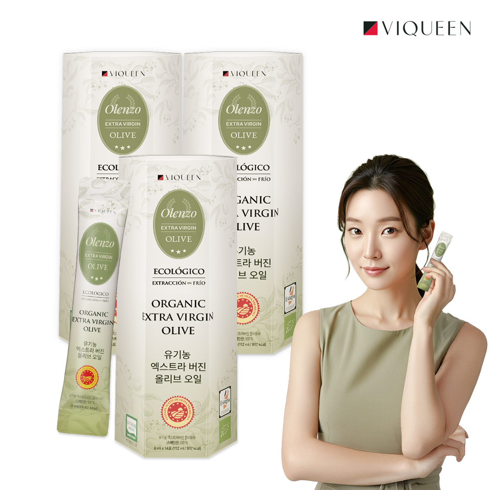 바이퀸 올렌조 유기농 엑스트라 버진 올리브오일 스틱 1박스 x 14포 112ml, 3개 - 메인 이미지