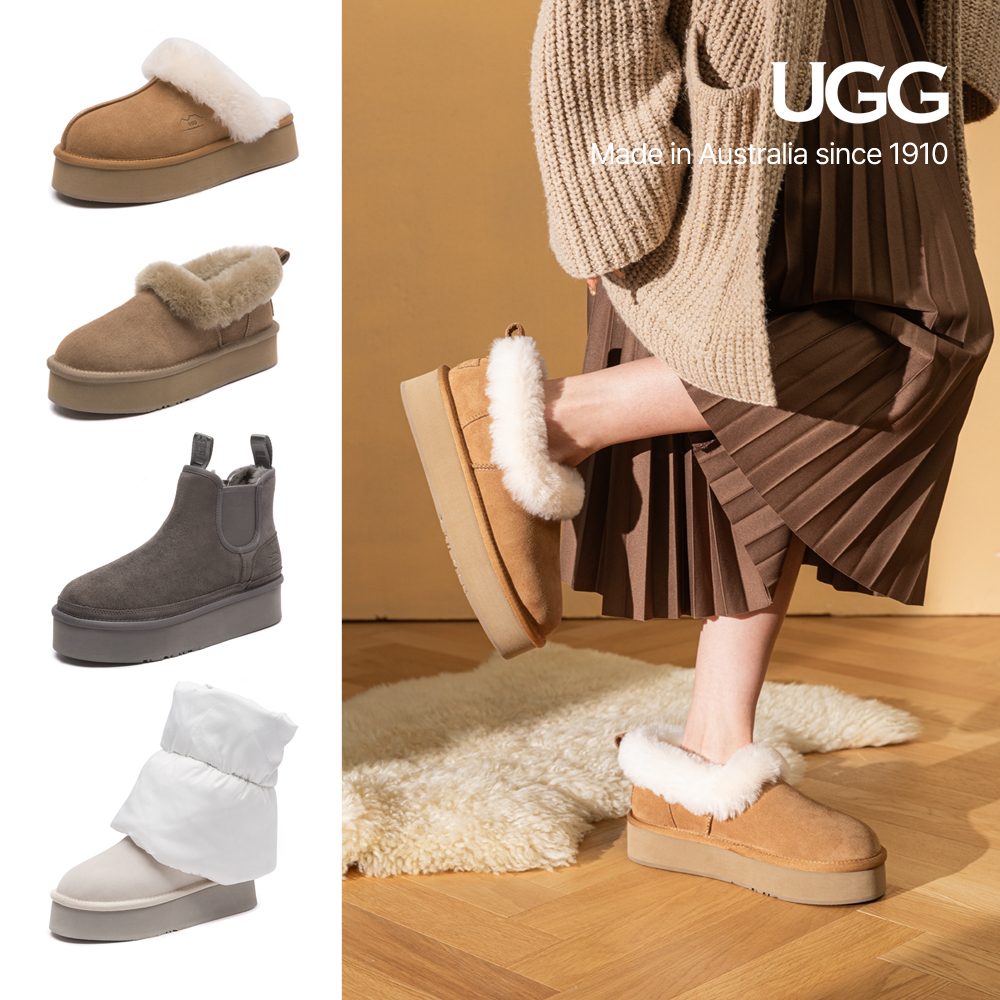 어그 UGG 1910 클레어 플랫폼 슬리퍼 여성 키높이 뮬 겨울 실내화
