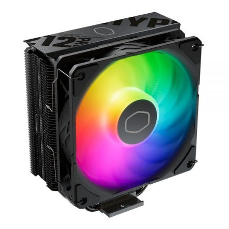 COOLER MASTER [해외]Cooler Master 하이퍼 212 블랙 에디션 RGB CPU 에어 쿨러 SF120R RGB 팬 아노다이즈드 건메탈 블랙 브러쉬드 니켈 핀 4 구리 직접 접촉 열 212