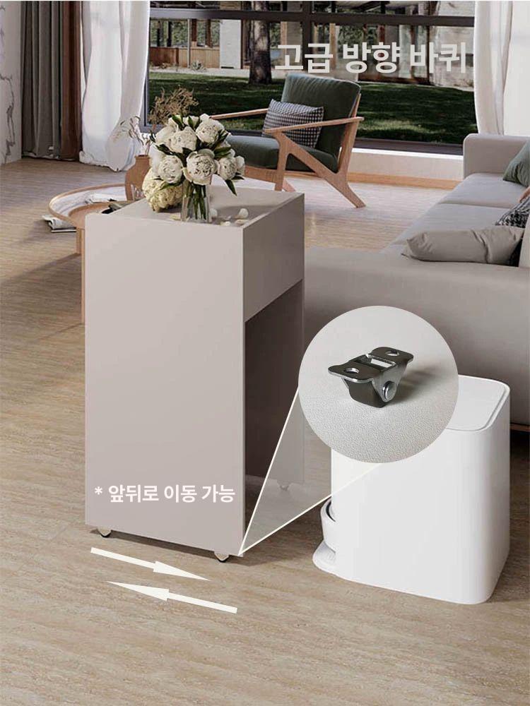 로봇청소기장 틈새장 보관함 정리함 화이트 수납장 캐비닛 샴페인그레이 50x45x83.3cm A - 상세 이미지 3