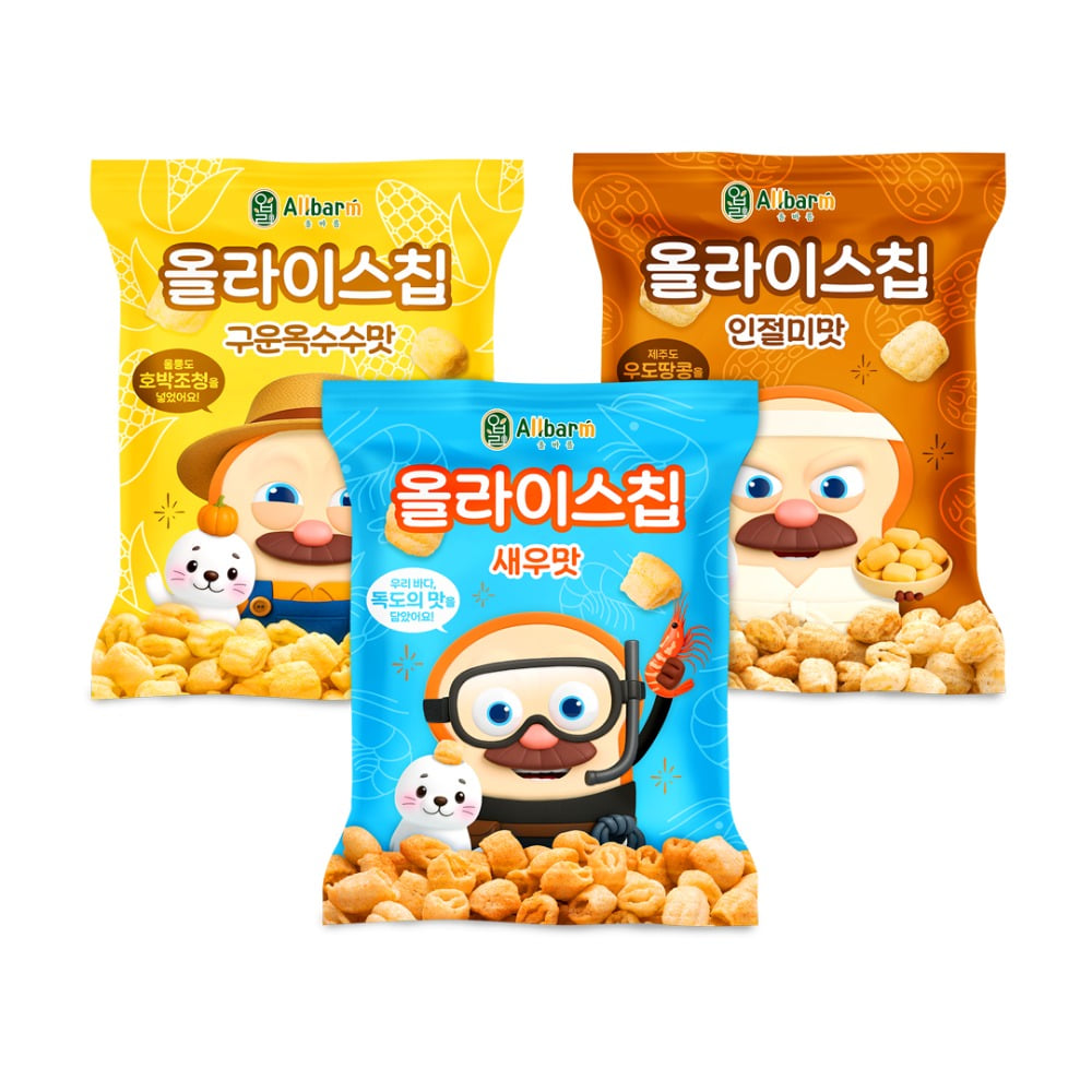 브레드이발소X올바름 올라이스칩 3봉 아기과자 두돌 아기 간식 24개월 독도 쌀과자 - 상품 이미지