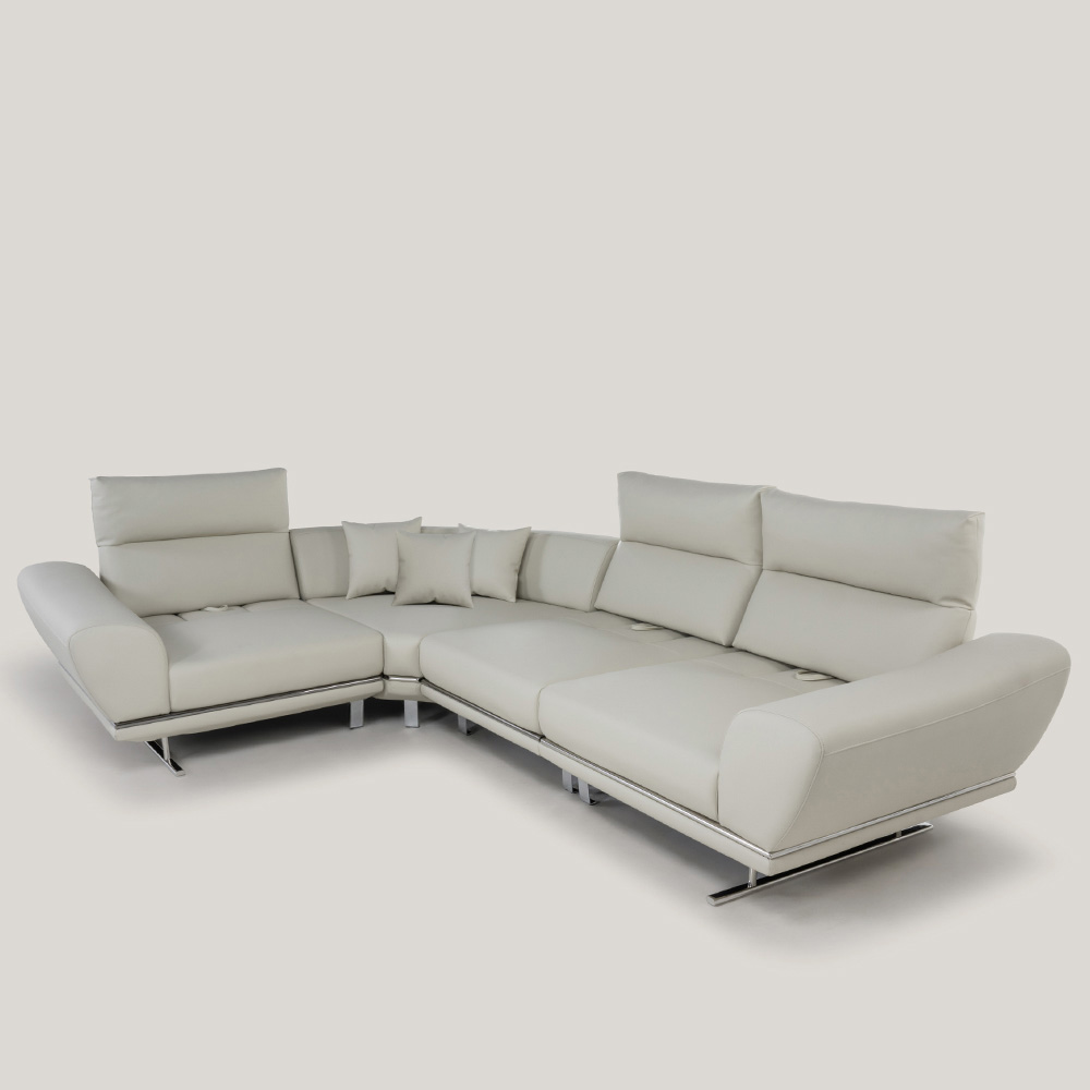 스코나 파루사 실리콘레더 좌방석 확장 스윙 소파 스툴미포함, 연베이지, 5인용