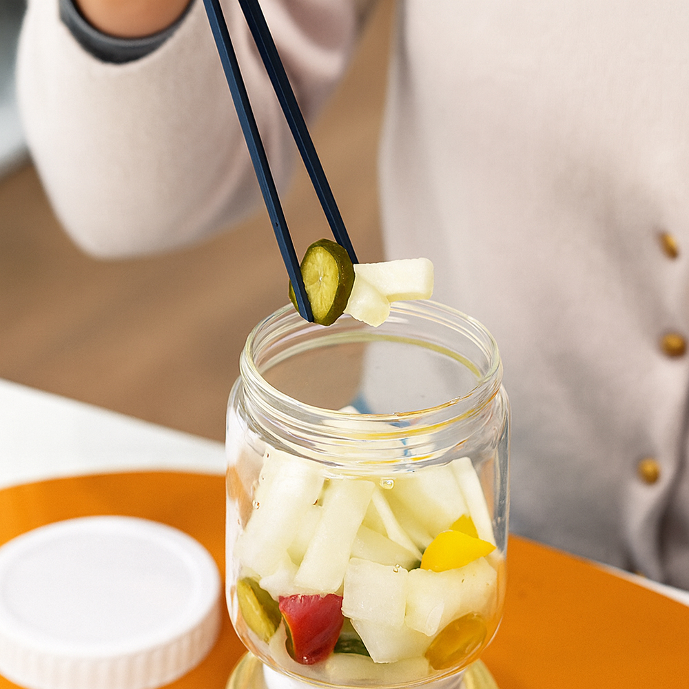 유즈베러띵 모래시계 피클병 물빠짐 미니 밀폐 내열 유리병 1L 1개