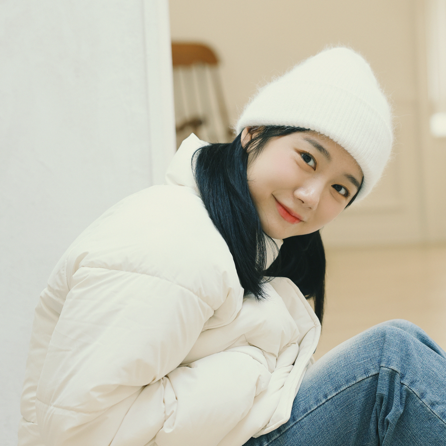 국내생산 앙고라 무지 롱비니 남녀공용 겨울 니트 방한 털모자 스키장 데일리 비니 - 상세 이미지 4