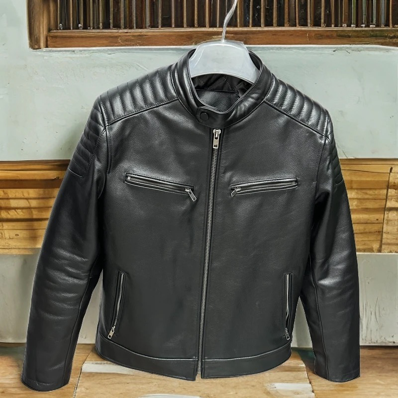 락커자켓 재킷 소가죽 오토바이 바이크 라이더 블랙 탑그레인 가죽 M 50~60kg - 메인 이미지