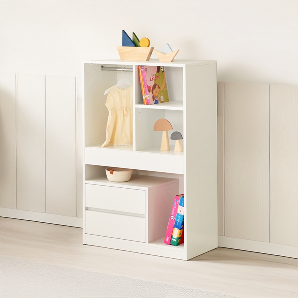 아이니 장난감 수납장 키즈 유아 아이 어린이 수납장 800x400x1208mm, 4단, 화이트 - 메인 이미지