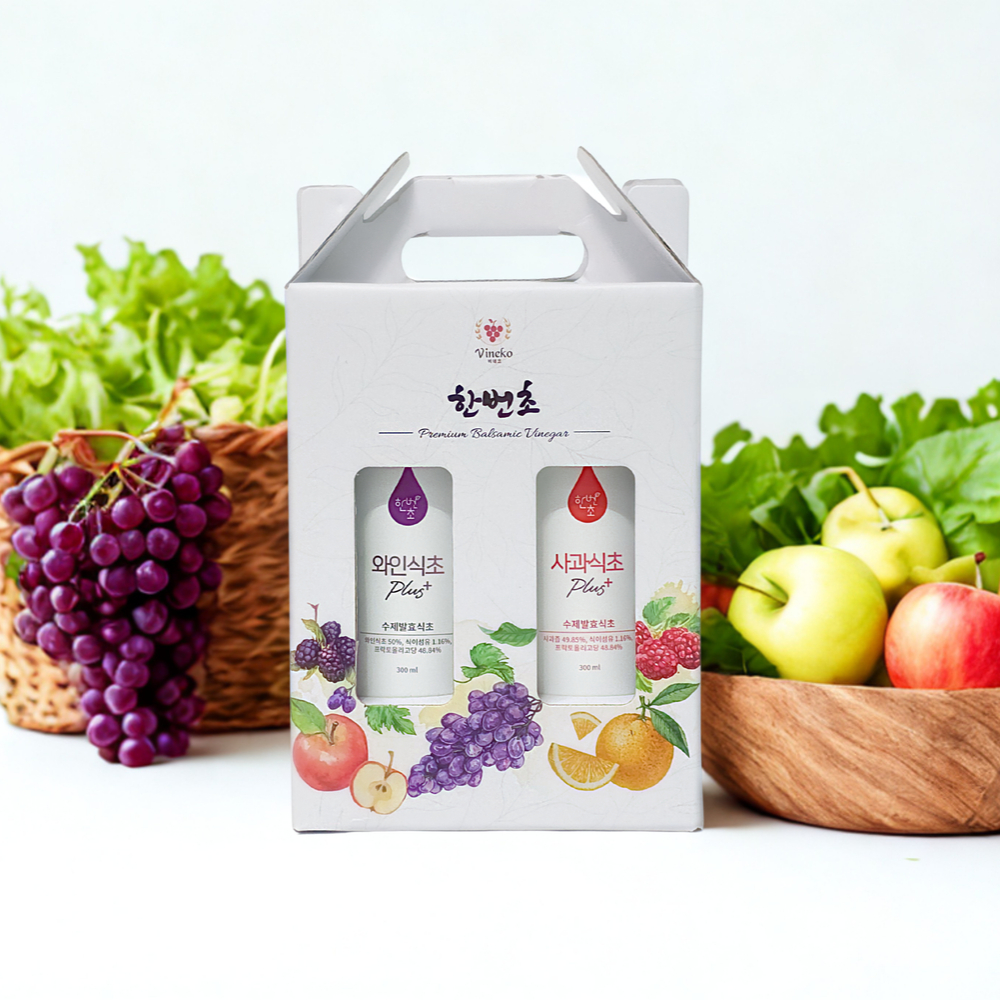 [한번초] 선물세트 (와인식초플러스, 사과식초플러스) 300ml X 2개 - 상세 이미지 3